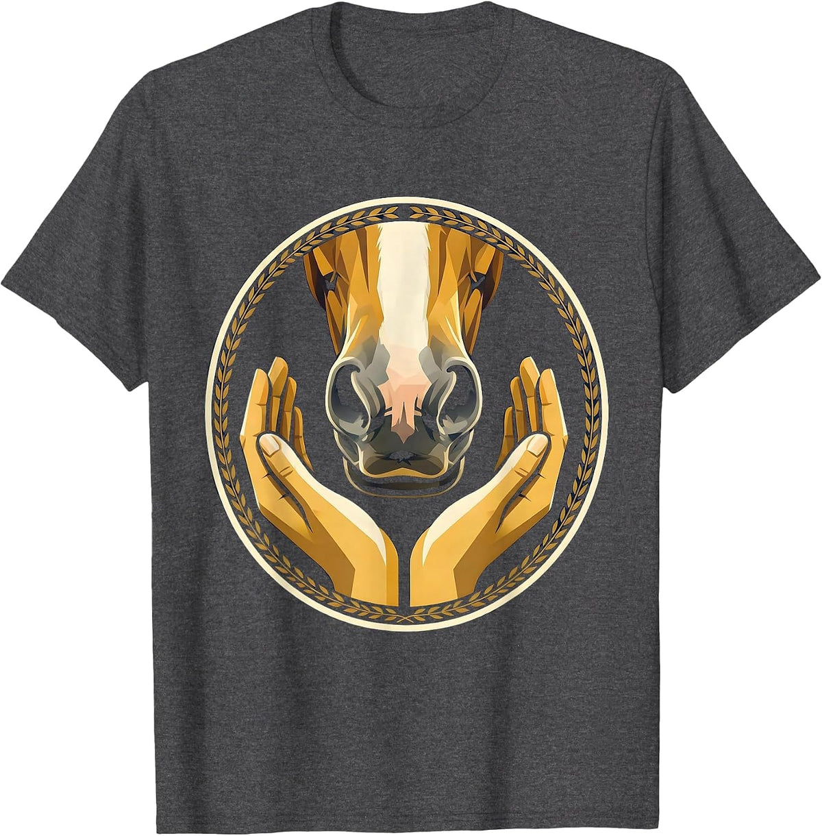 Men's Gentle Touch Horse Muzzle Illustration T-Shirt - Dark Heather Grey