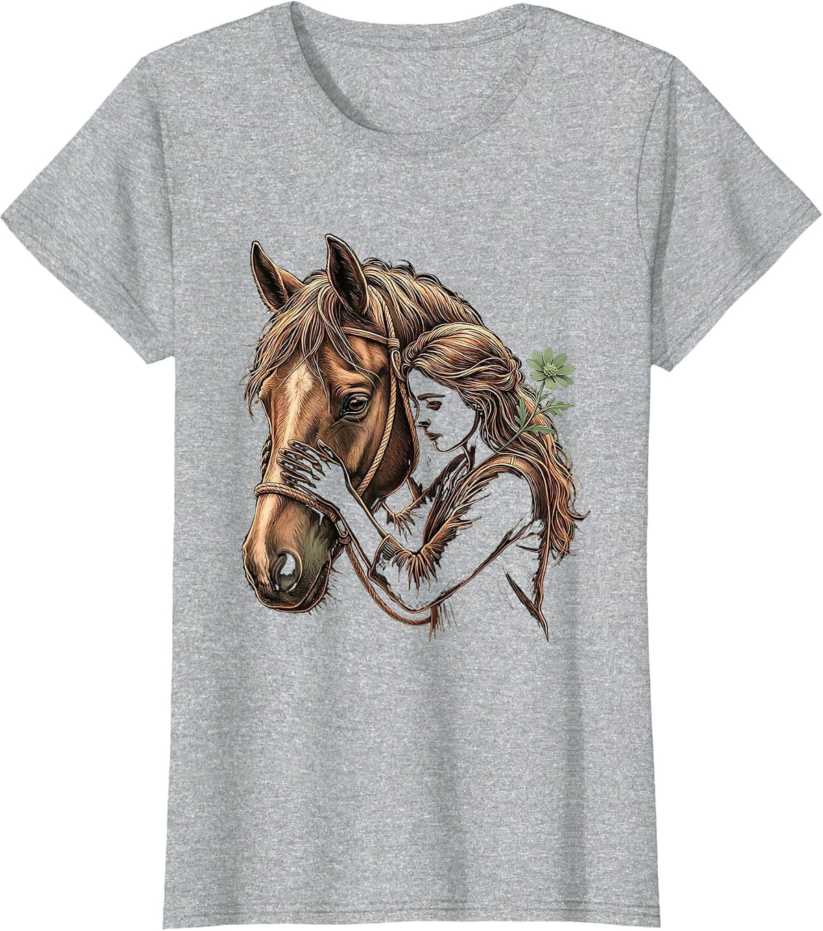 Young Rider Horse Lover Boho Western Cowgirl T-Shirt - Heather Grey