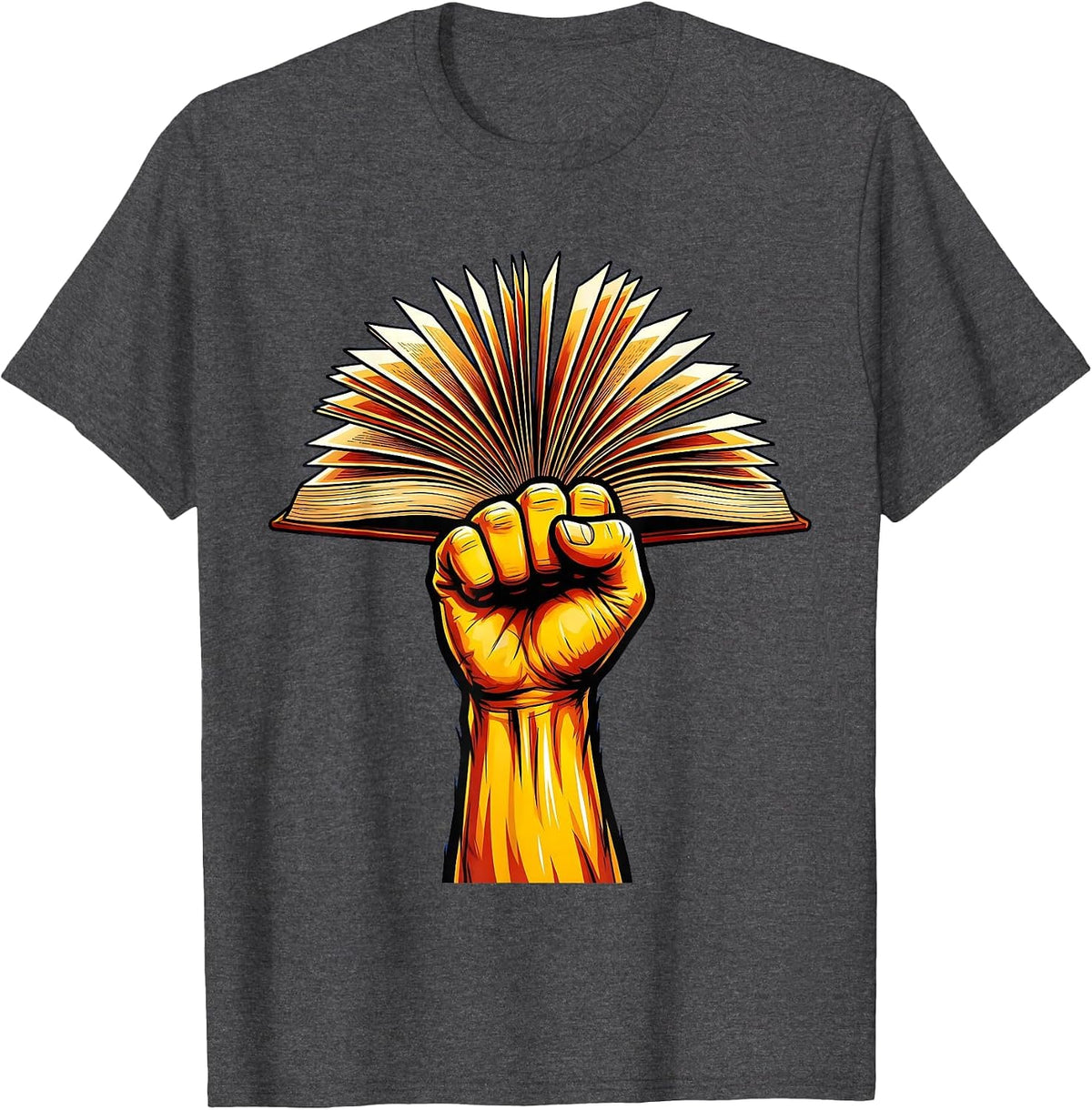Reading Teacher Book Torch Illustration T-Shirt - Dark Heather Grey