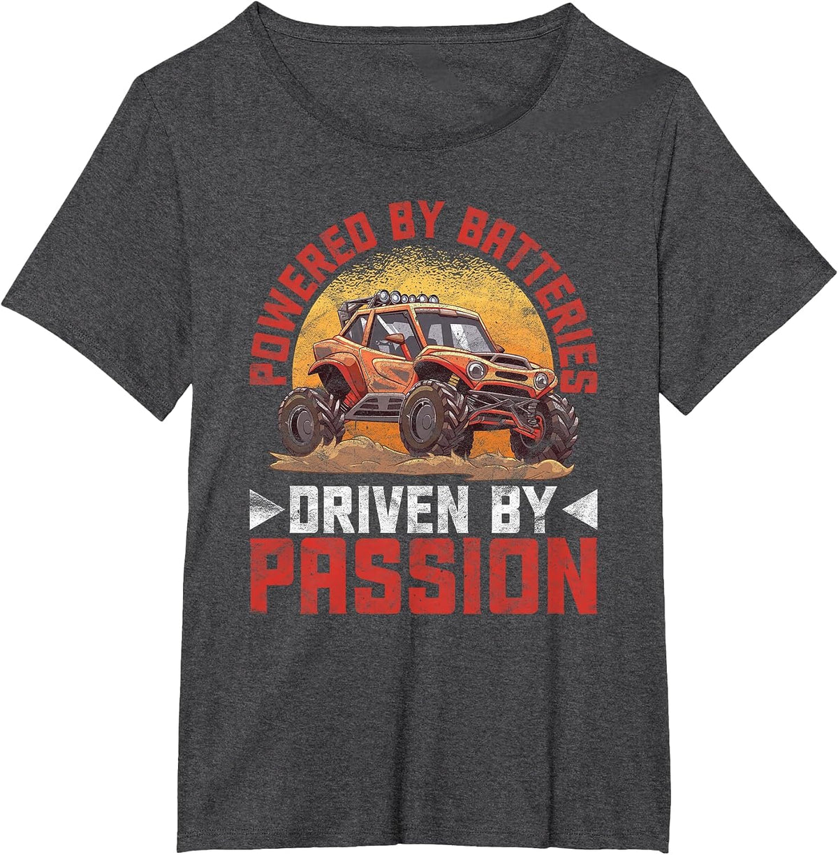 RC-Car Racing R/C Powered by Batteries T-Shirt - Dark Heather Grey