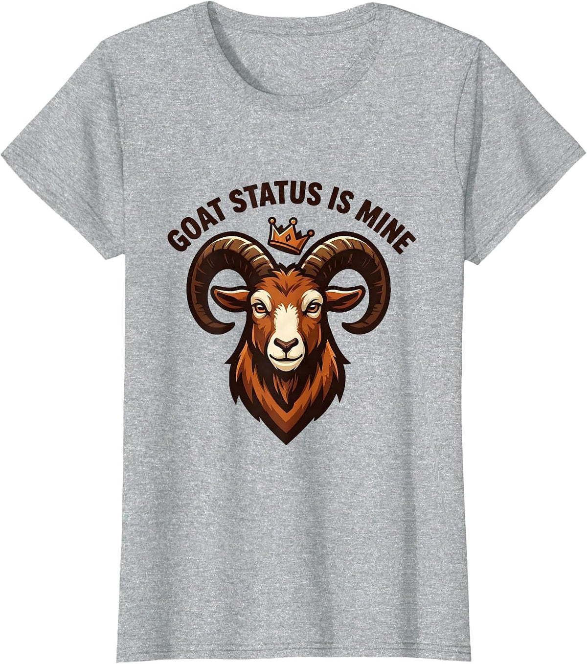 GOAT Status Is Mine Funny Goat Lover Mascot Logo T-Shirt - Heather Grey