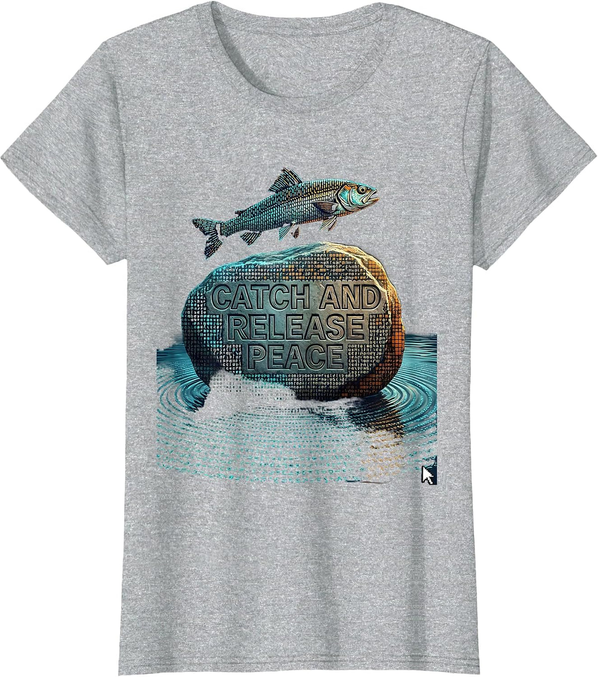 Catch and Release Peace Fishing Design T-Shirt - Heather Grey