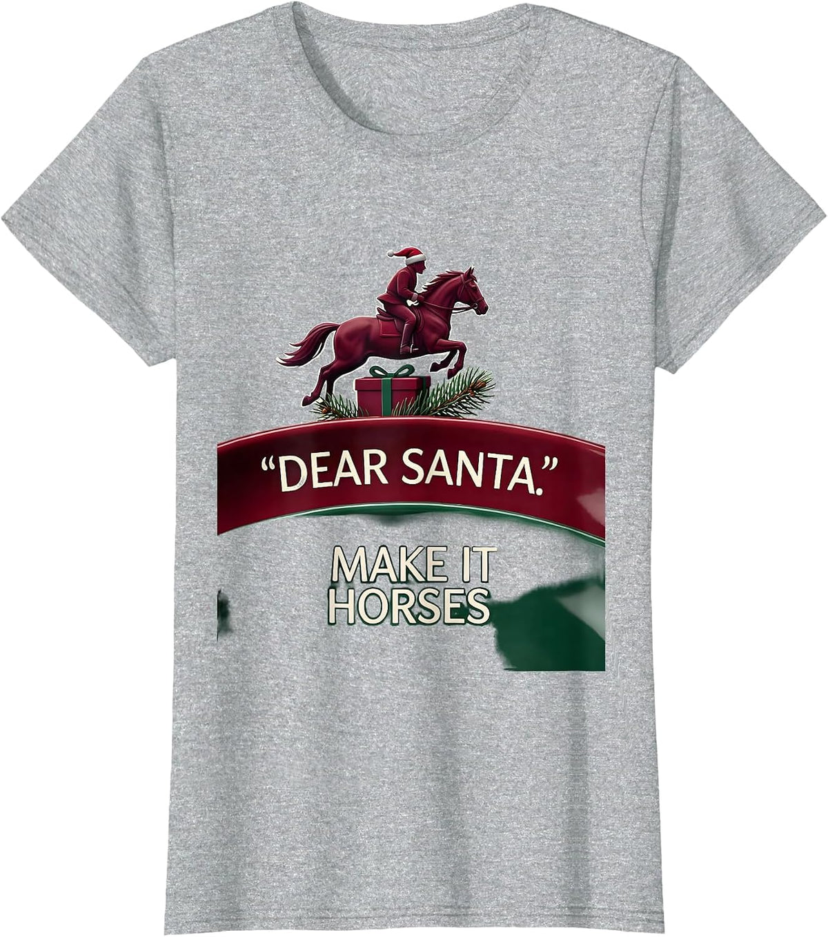 Dear Santa Make It Horses Funny Horse Lover Christmas Pajama T-Shirt - Heather Grey