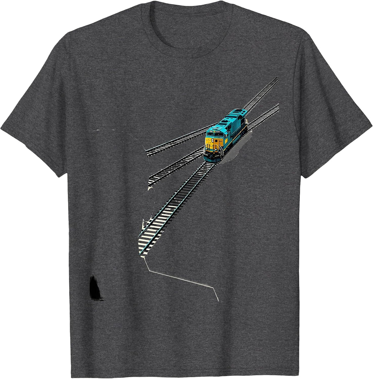 Train Enthusiast Locomotive Rail Art Retro Vintage T-Shirt - Dark Heather Grey