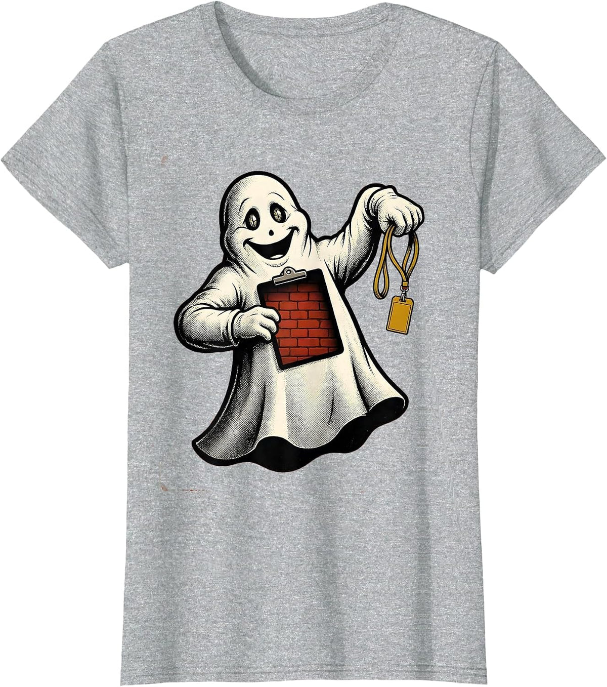 Women's Retro Cartoon Ghost Para Normal Activities SPED Teacher T-Shirt - Heather Grey