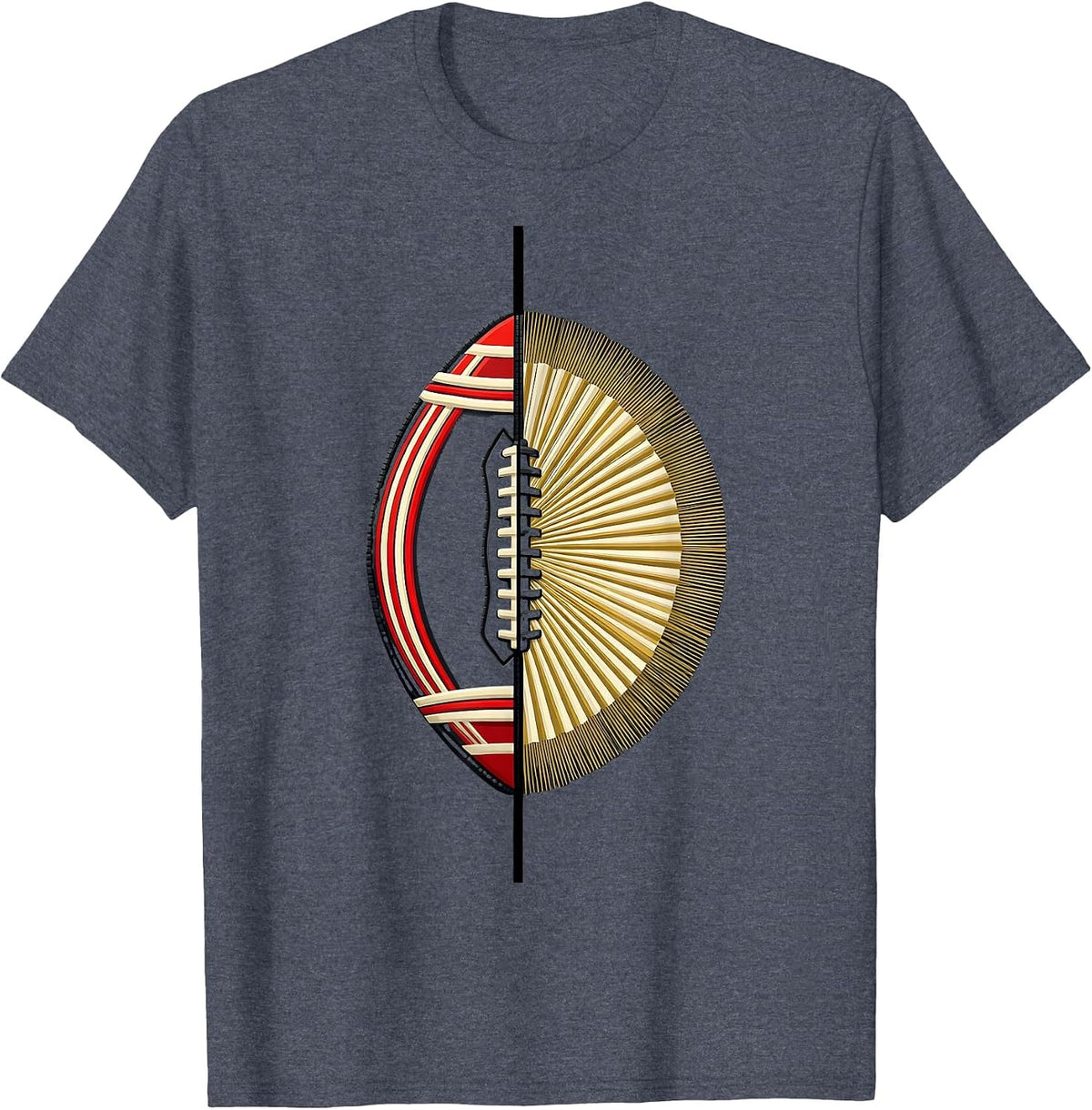Angular Twin-Lobed Football And Cheer Dual-Sport Mom T-Shirt - Heather Blue