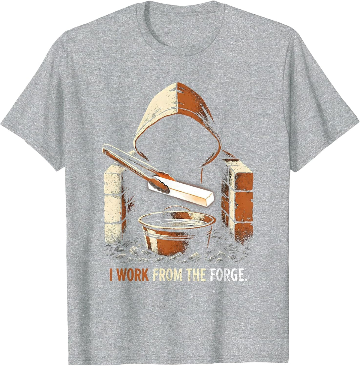 Men's I Work From The Forge Funny Blacksmith Forge Gift T-Shirt - Heather Grey