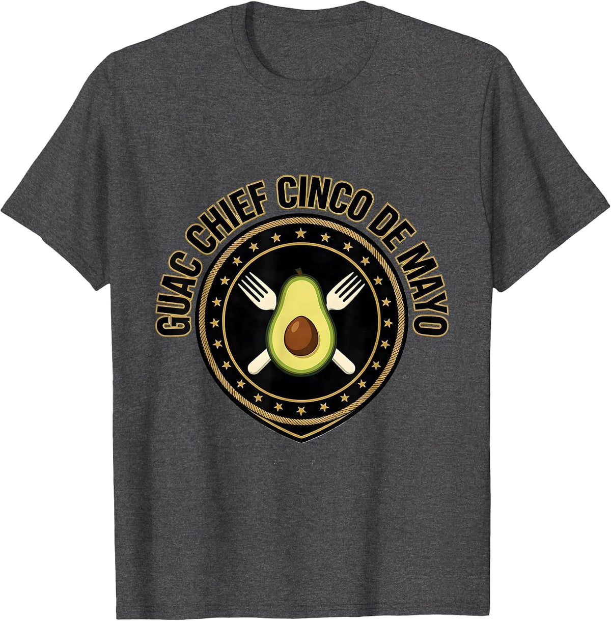 Guac Chief Cinco de Mayo Mexican Party Humor T-Shirt - Dark Heather Grey