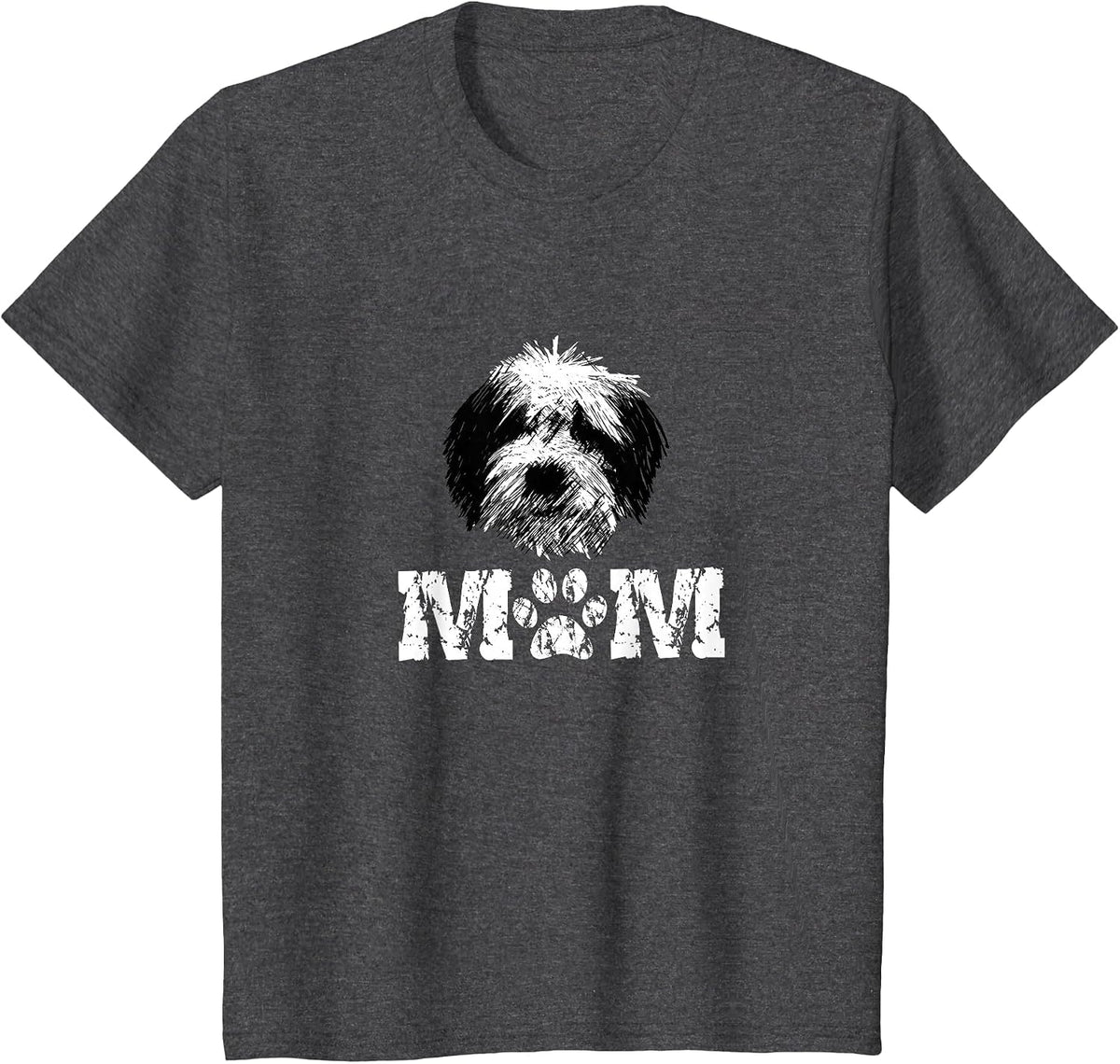 Sheepadoodle Mom Doodle Dog T-Shirt - Dark Heather Grey