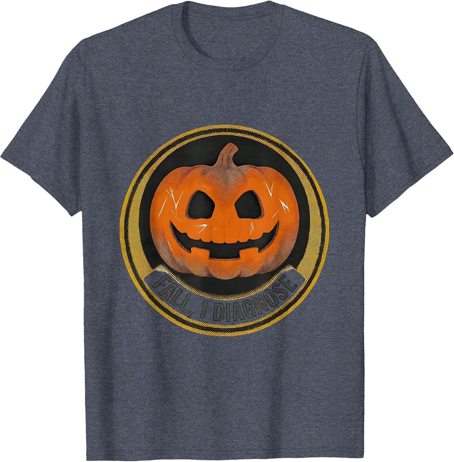 Fall, I Diagnose Funny Dental Hygienist Halloween Humor T-Shirt - Heather Blue