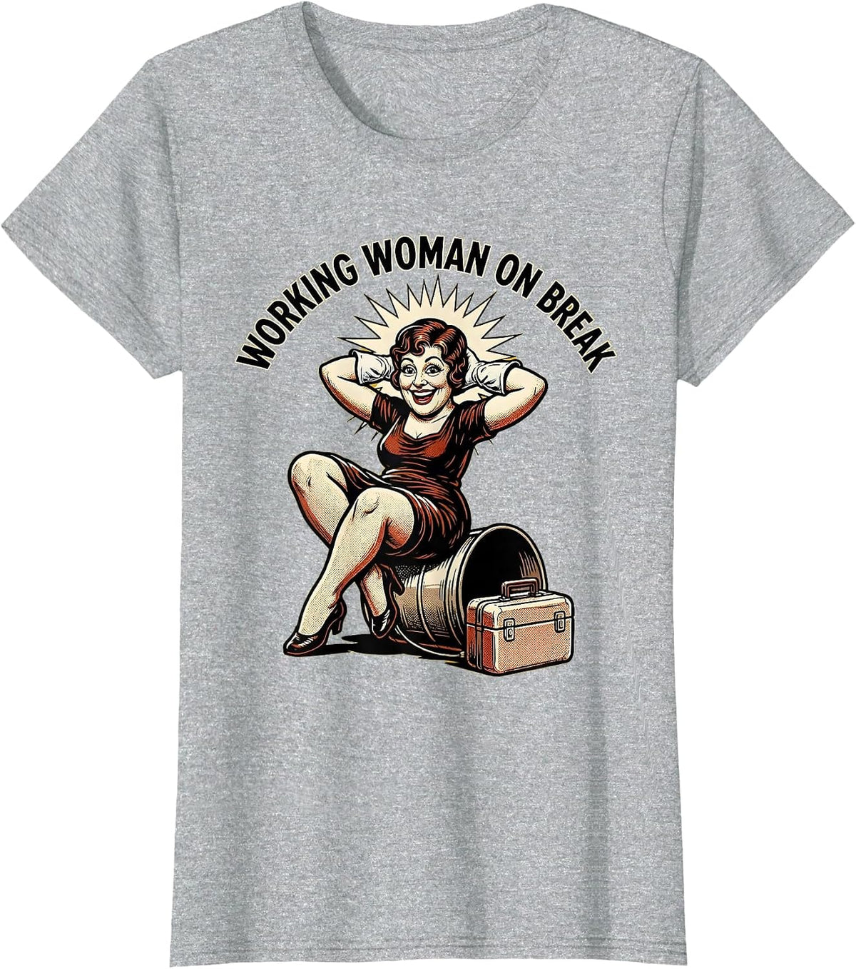 Working Woman On Break Labor Day Design T-Shirt - Heather Grey