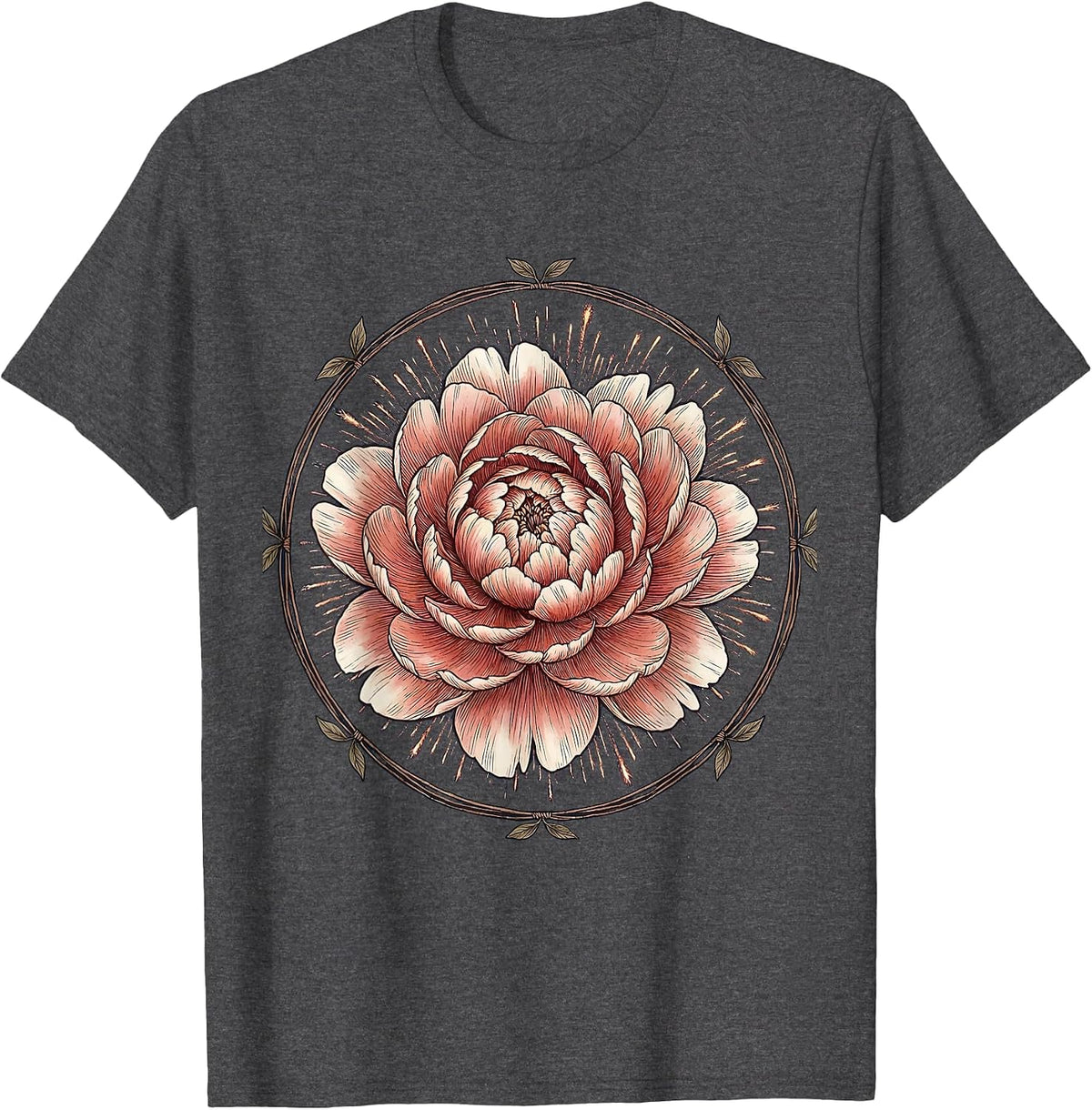 Red White Blue Firework Peony Burst Graphic T-Shirt - Dark Heather Grey