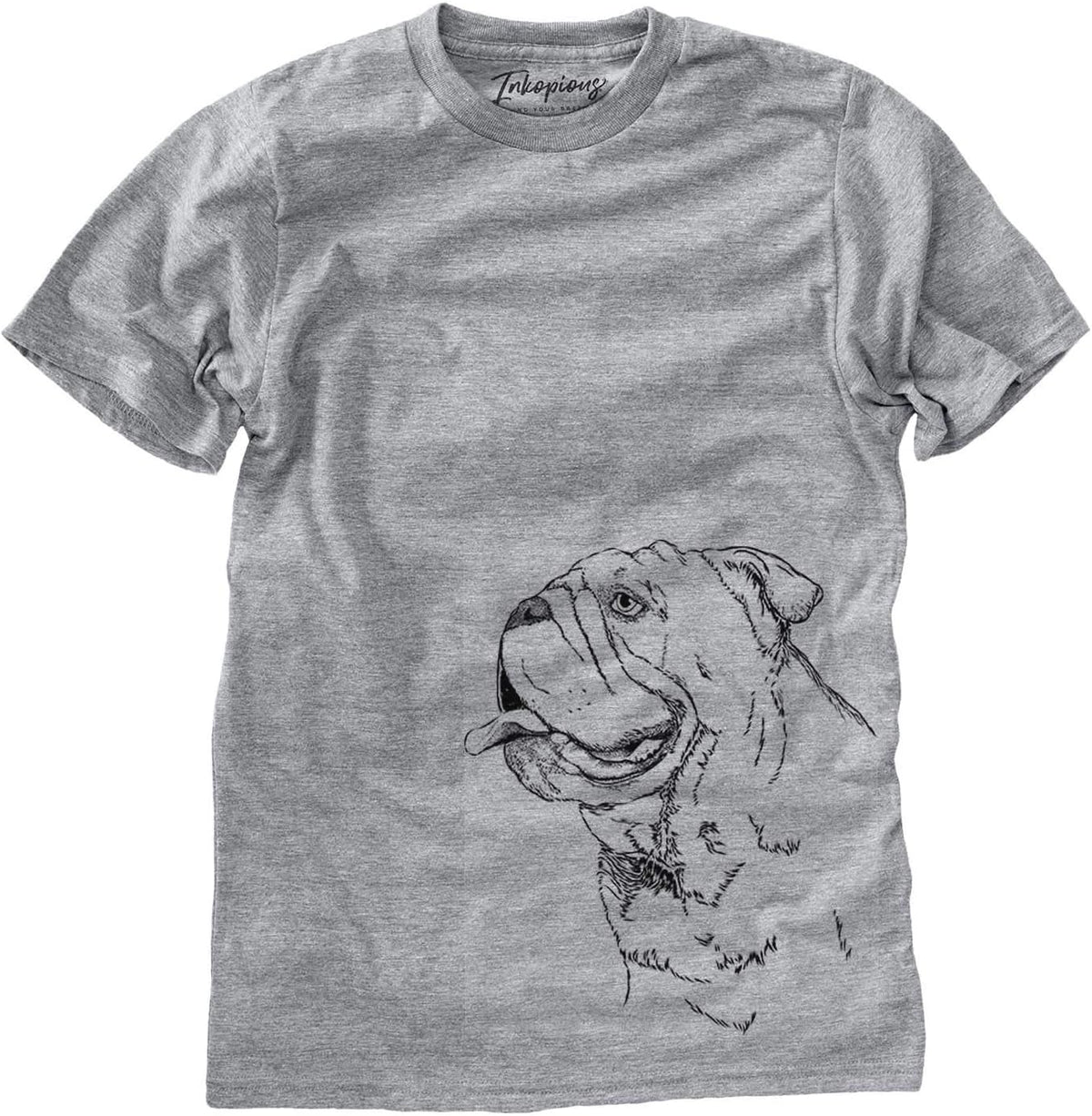Inkopious English Bulldog Profile Triblend T-Shirt - Unisex Grey Crew Neck