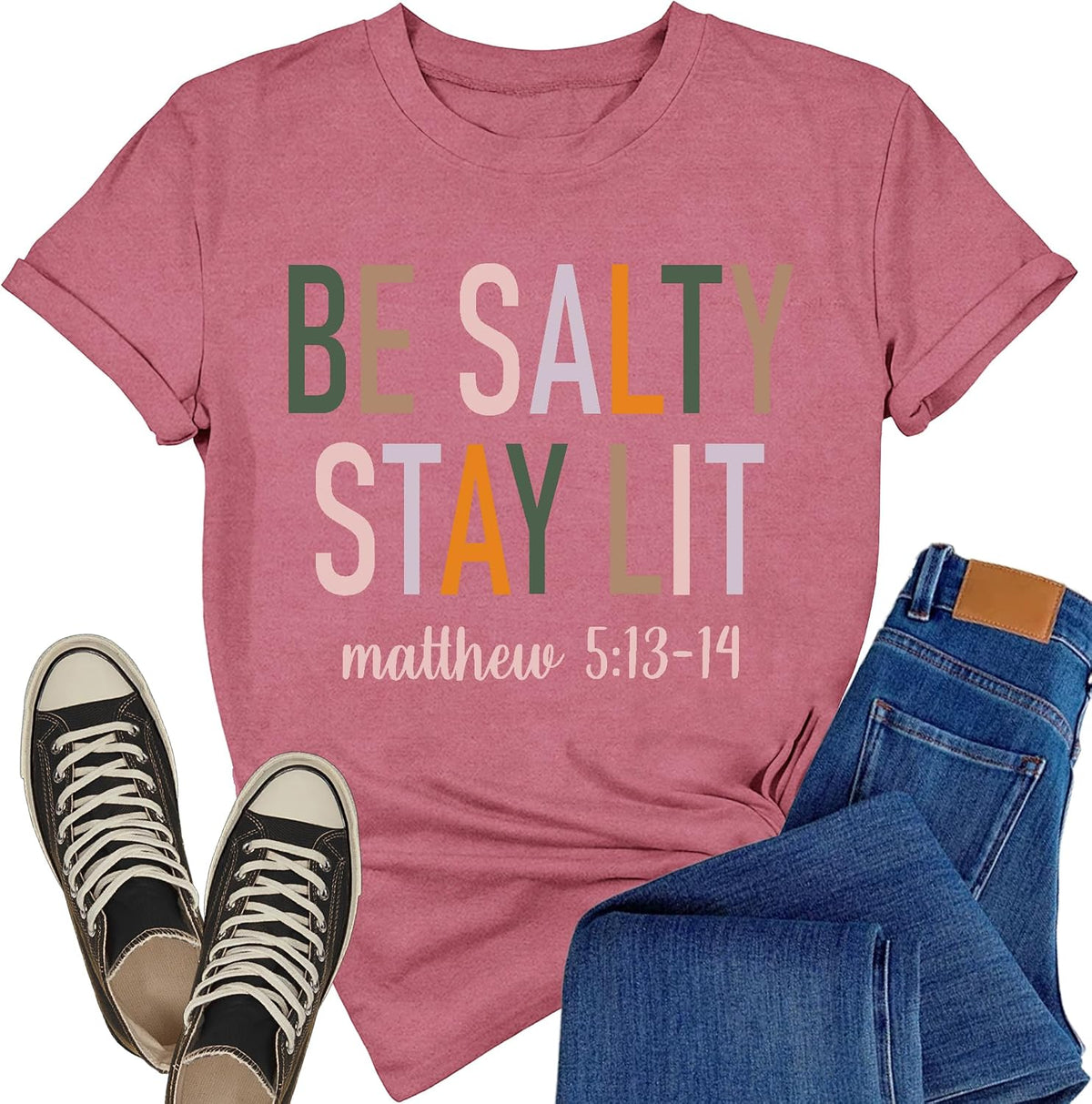 Christian Shirts for Women Faith Bible Verse T-Shirt Religious Top - Pink