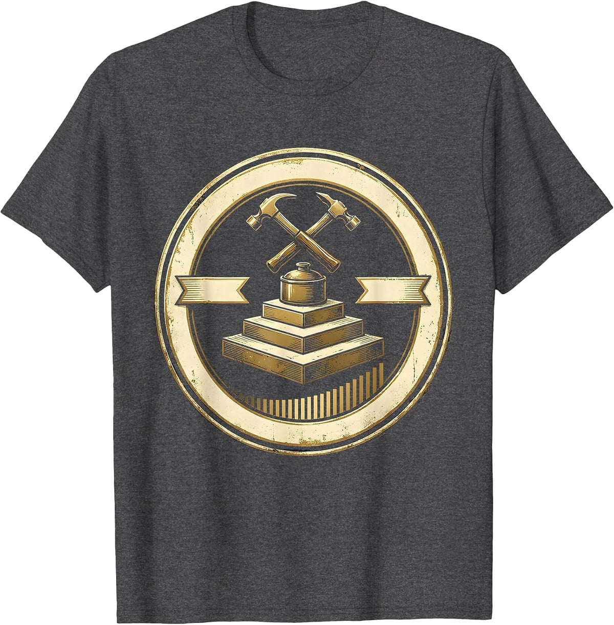 Sealed Forge Emblem Blacksmith Hobbyist Humor T-Shirt - Dark Heather Grey