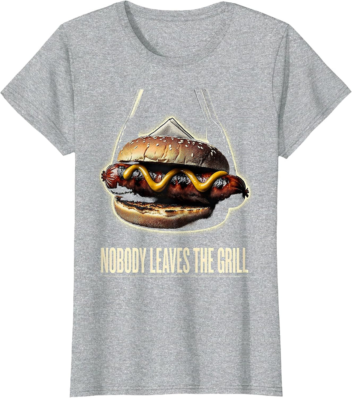 Nobody Leaves The Grill Funny BBQ Hot Dog Meme Humor T-Shirt - Heather Grey