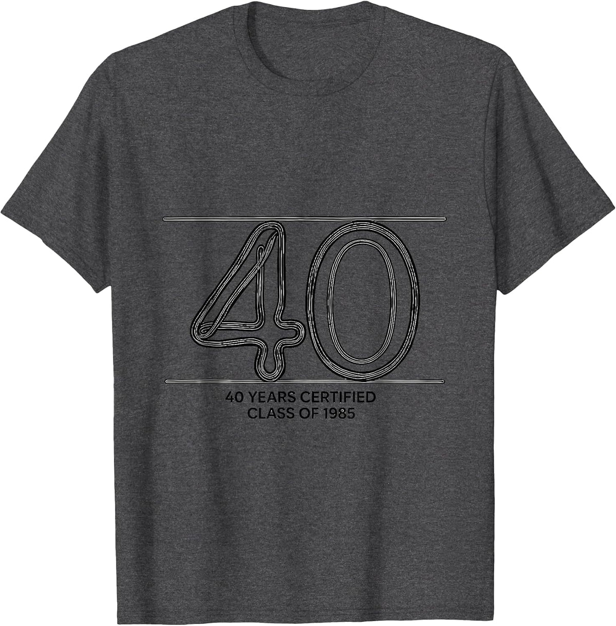 Men's 40 Years Certified Class of 1985 Vintage Milestone Birthday T-Shirt - Dark Heather Grey