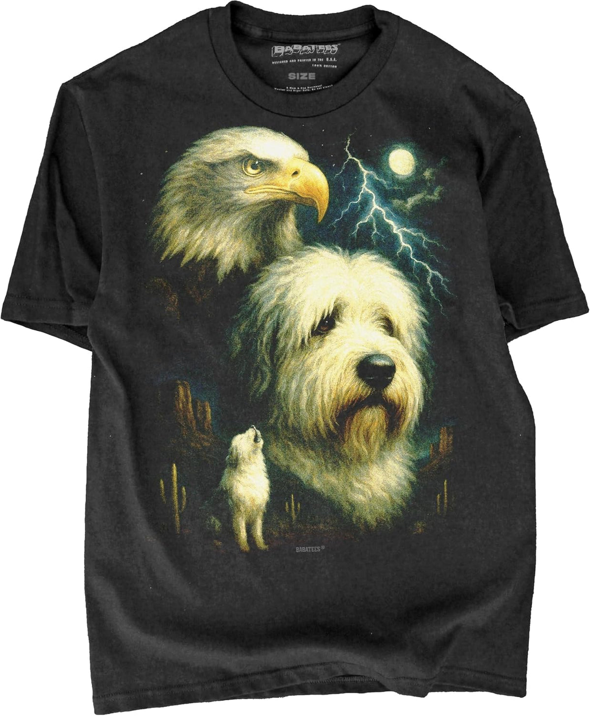 Majestic Dog Artwork Premium Black T-Shirt for Men & Women - Old English Sheepdog