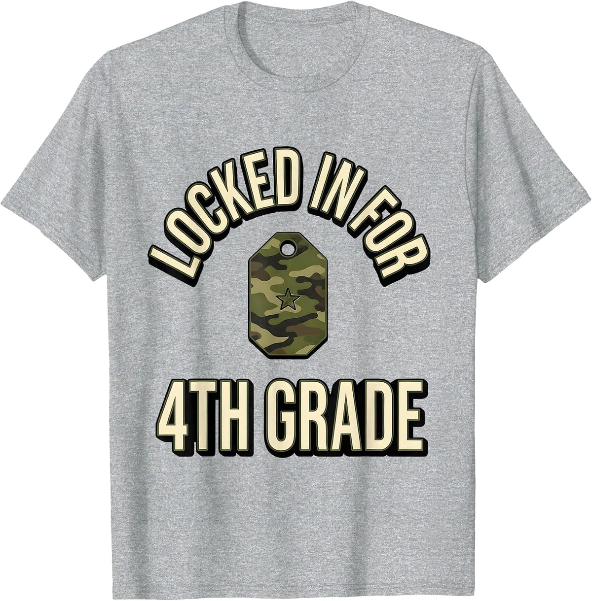 Men's Locked In For 4th Grade Camo Fourth Grade Back To School T-Shirt - Heather Grey