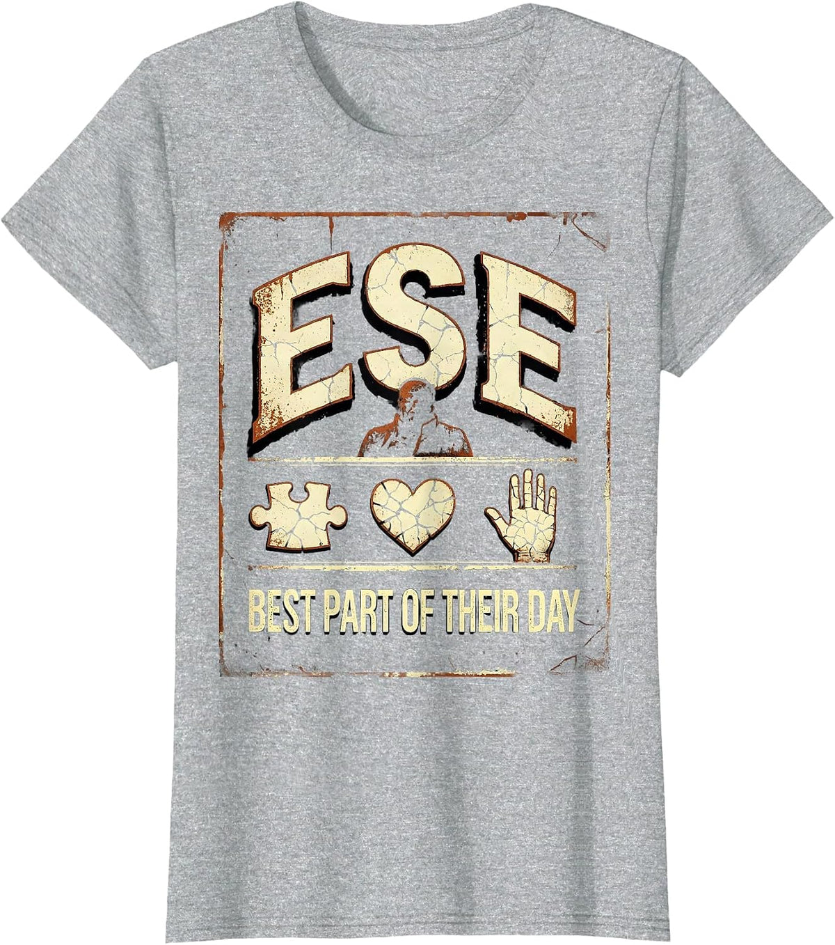 ESE Best Part Of Their Day Distressed Teacher Squad T-Shirt - Heather Grey
