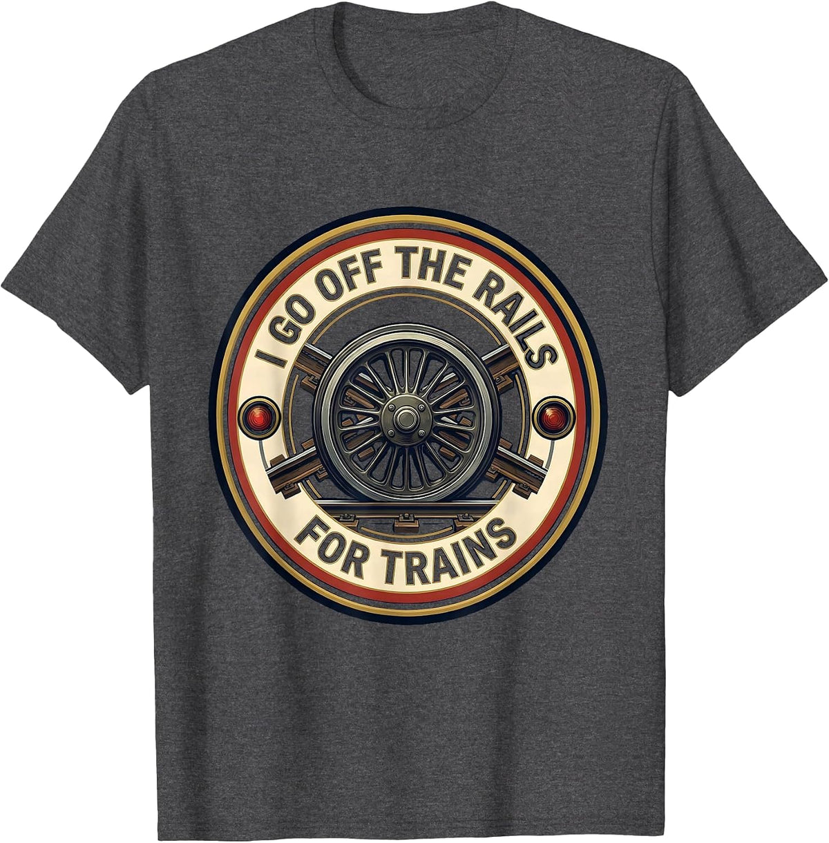 Men's I Go Off The Rails For Trains Funny Train Hobbyist Model T-Shirt - Dark Heather Grey