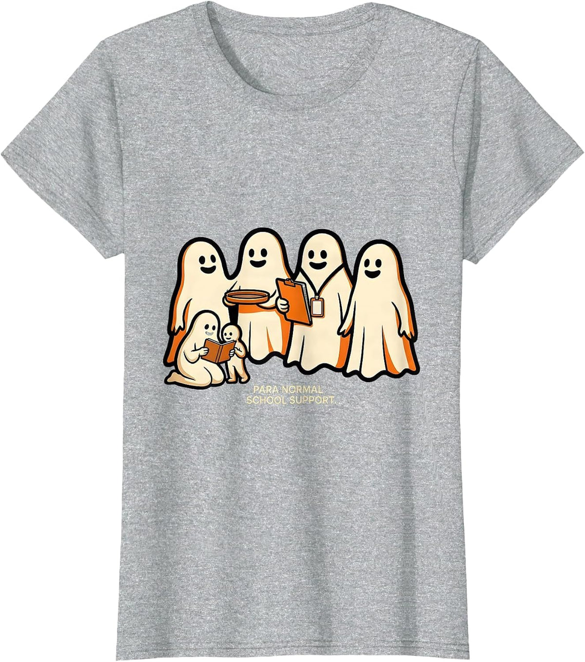 Women's Para Normal School Support Cartoon Paraeducator Halloween T-Shirt - Heather Grey