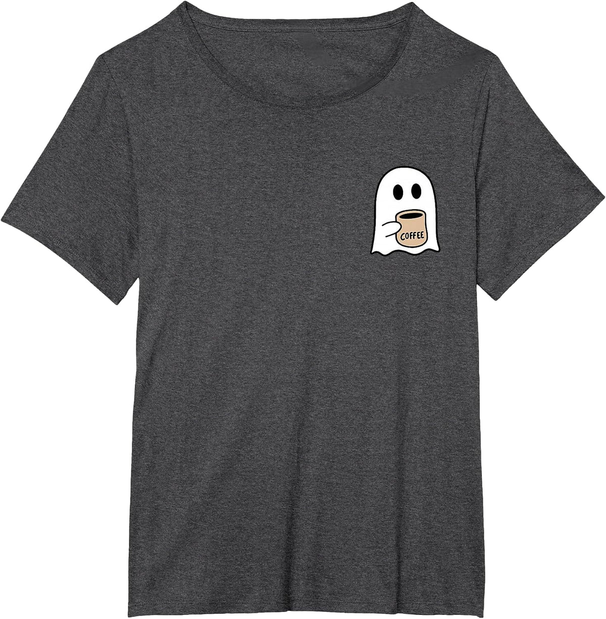 Ghost Drinking Coffee Funny Halloween Costume Coffee Lover T-Shirt - Dark Heather Grey