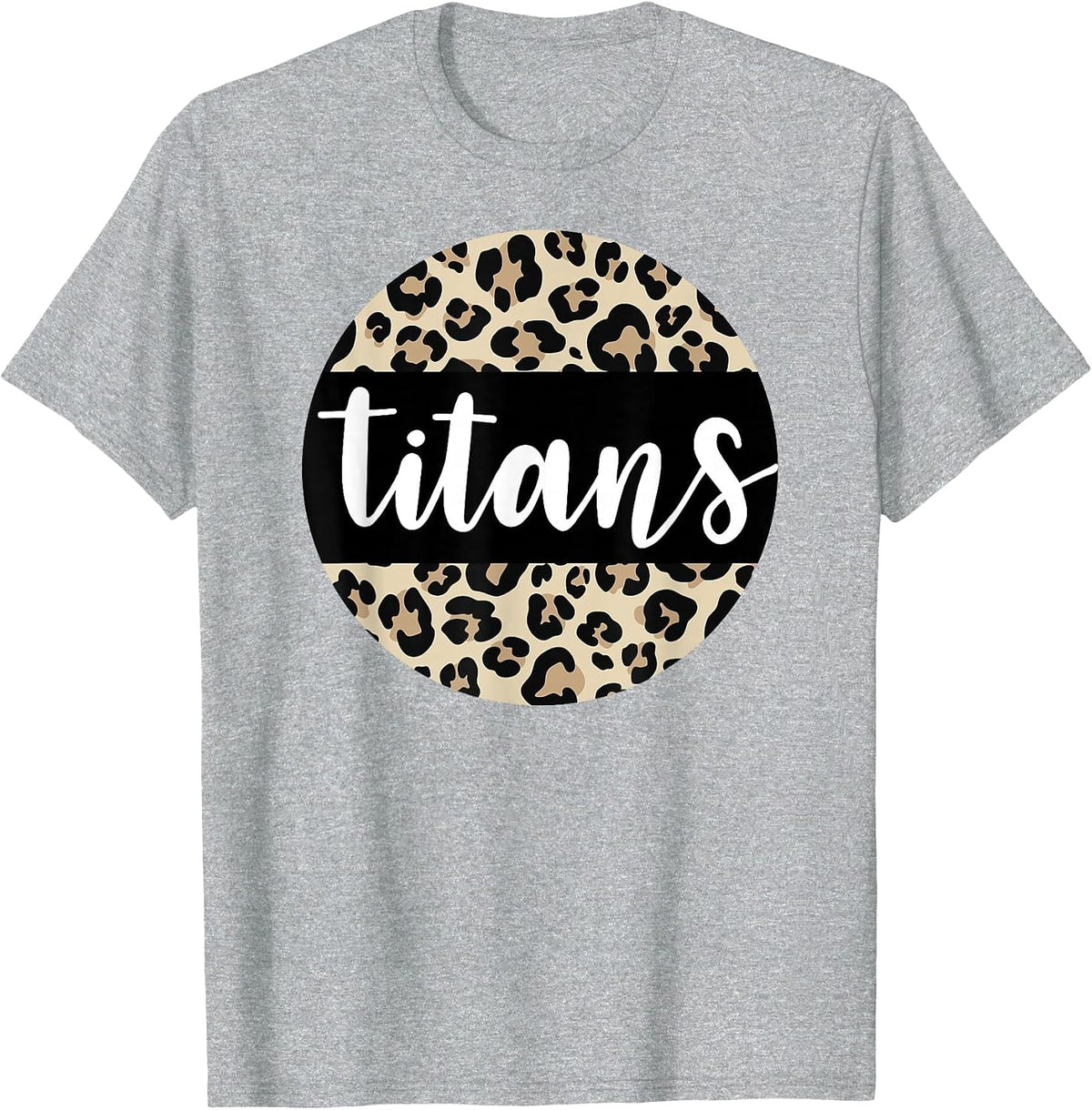 Leopard Print Titans Team Mascot School Spirit Game Night T-Shirt - Heather Grey