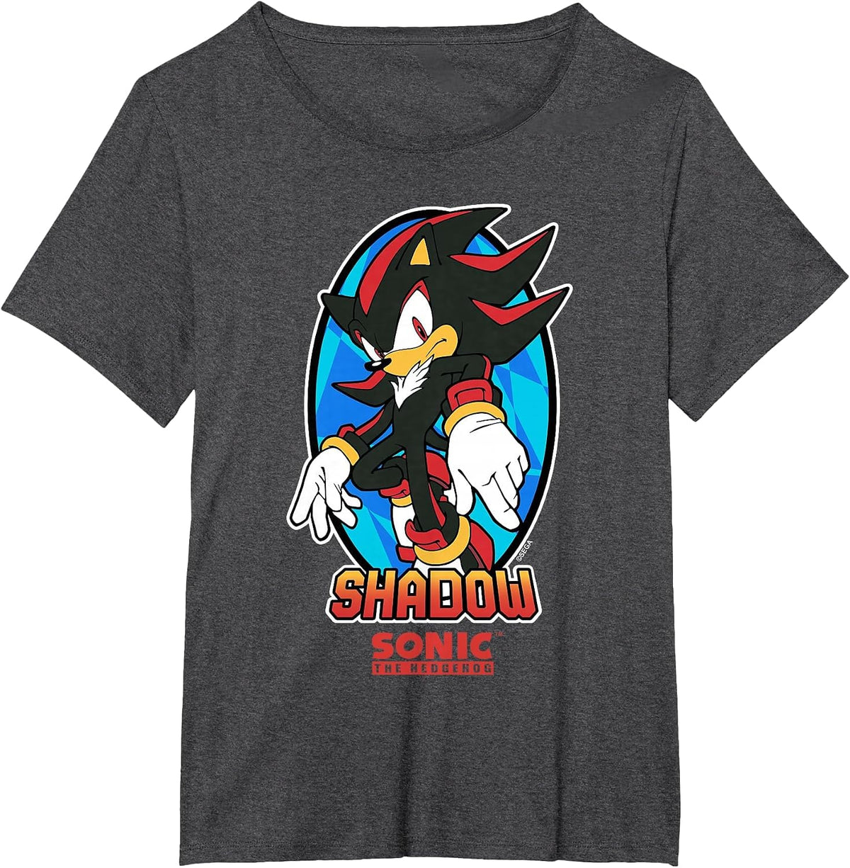 Sonic The Hedgehog Iconic Shadow Ups Big Chest Portrait T-Shirt - Dark Heather Grey