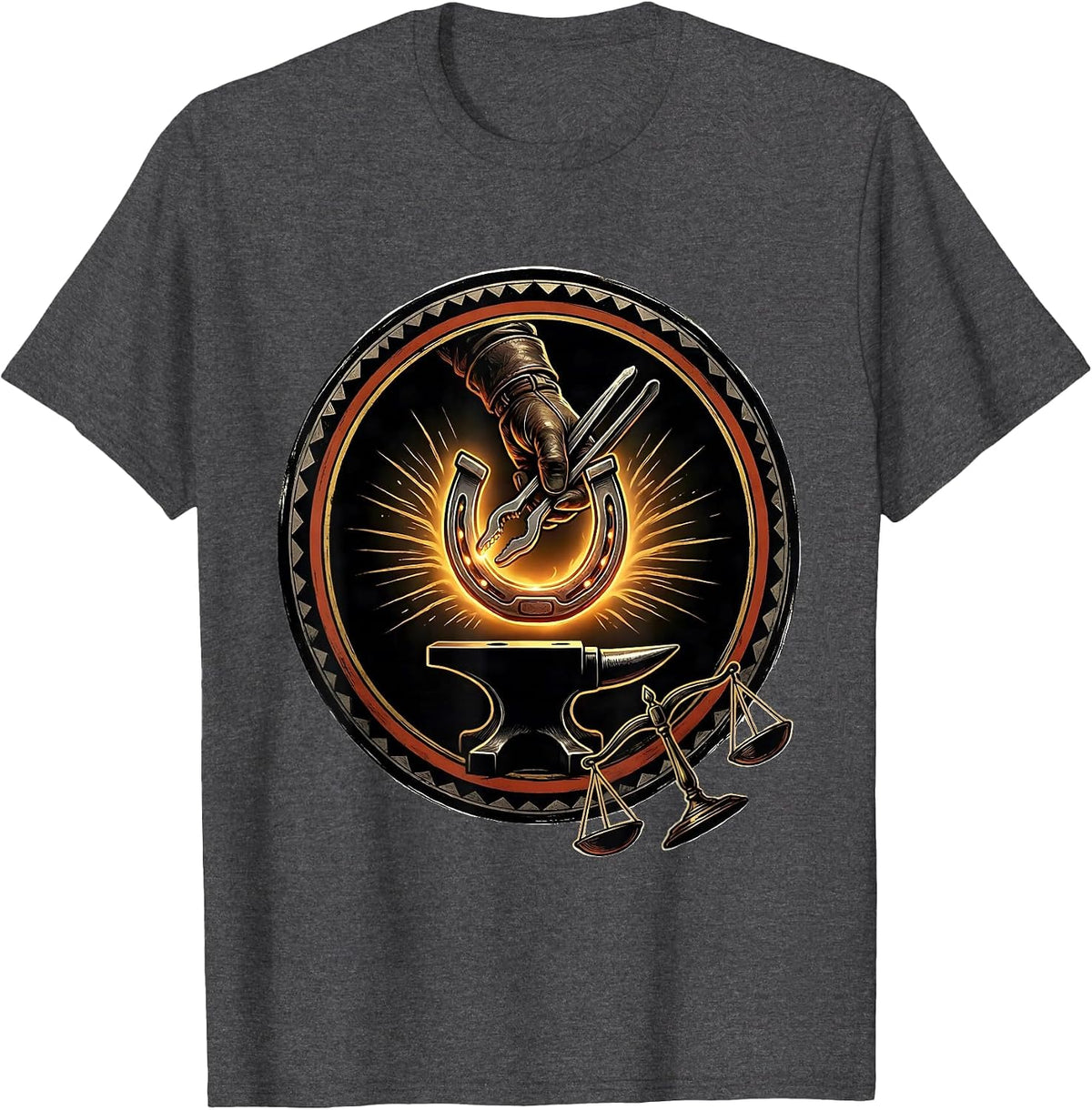 Men's Sealed Forge Badge Blacksmith Humor Metalworking Hobbyist T-Shirt - Dark Heather Grey