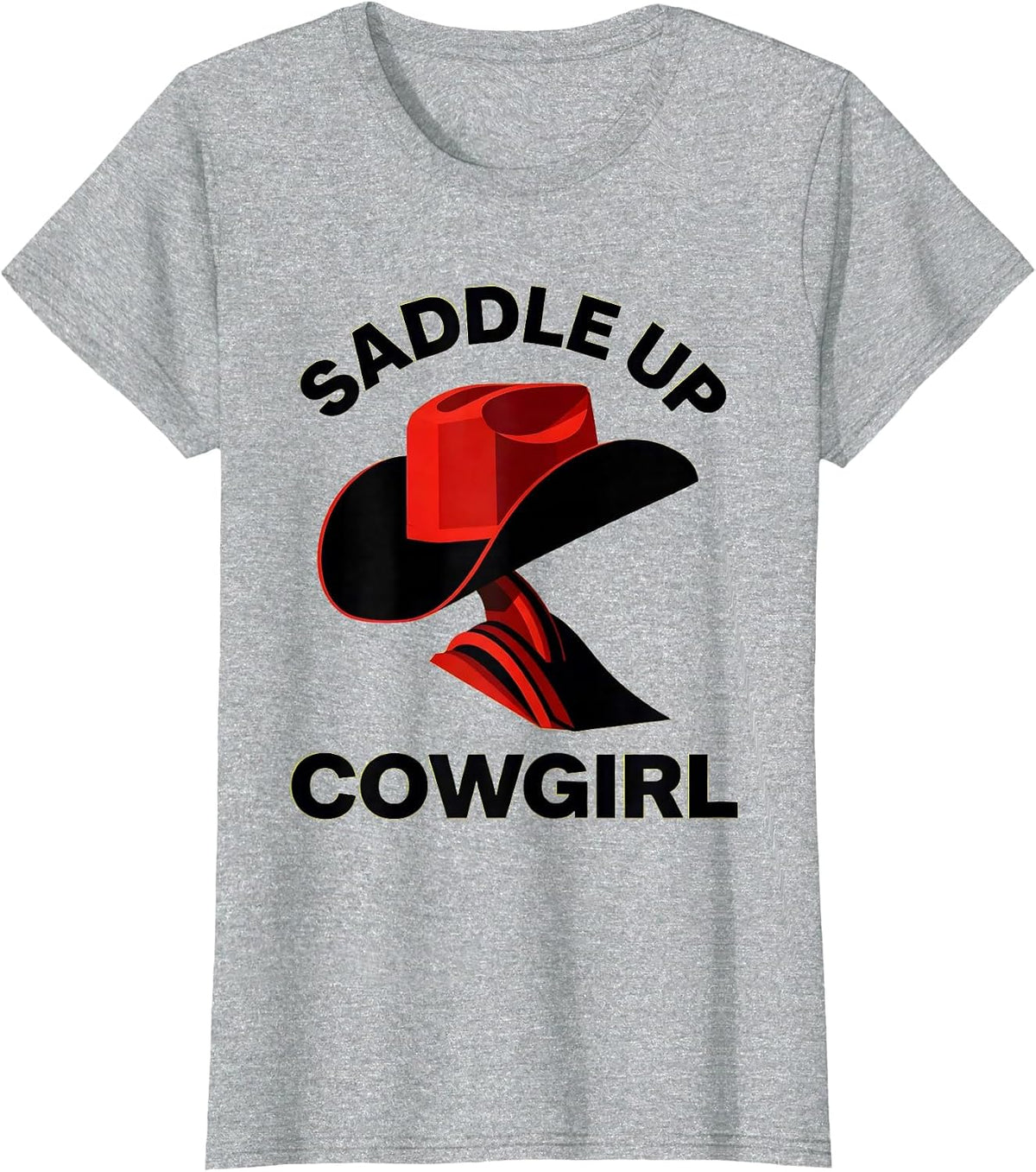Saddle Up Cowgirl Western Rodeo Design T-Shirt - Heather Grey