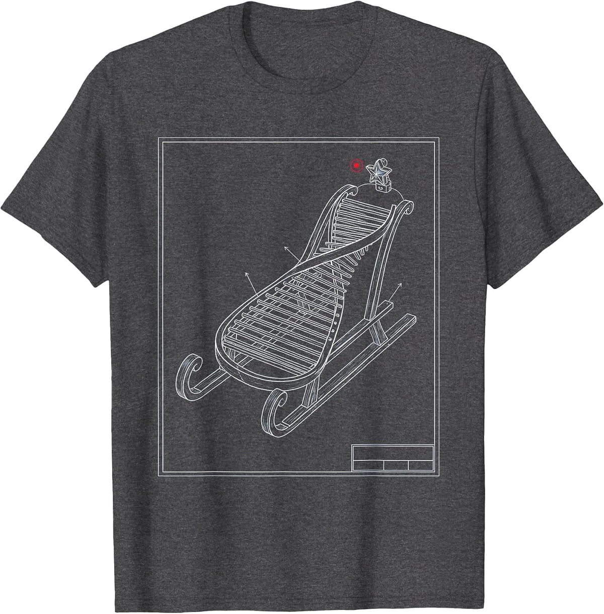 DNA Helix Christmas Sleigh Science Teacher Humor T-Shirt - Dark Heather Grey