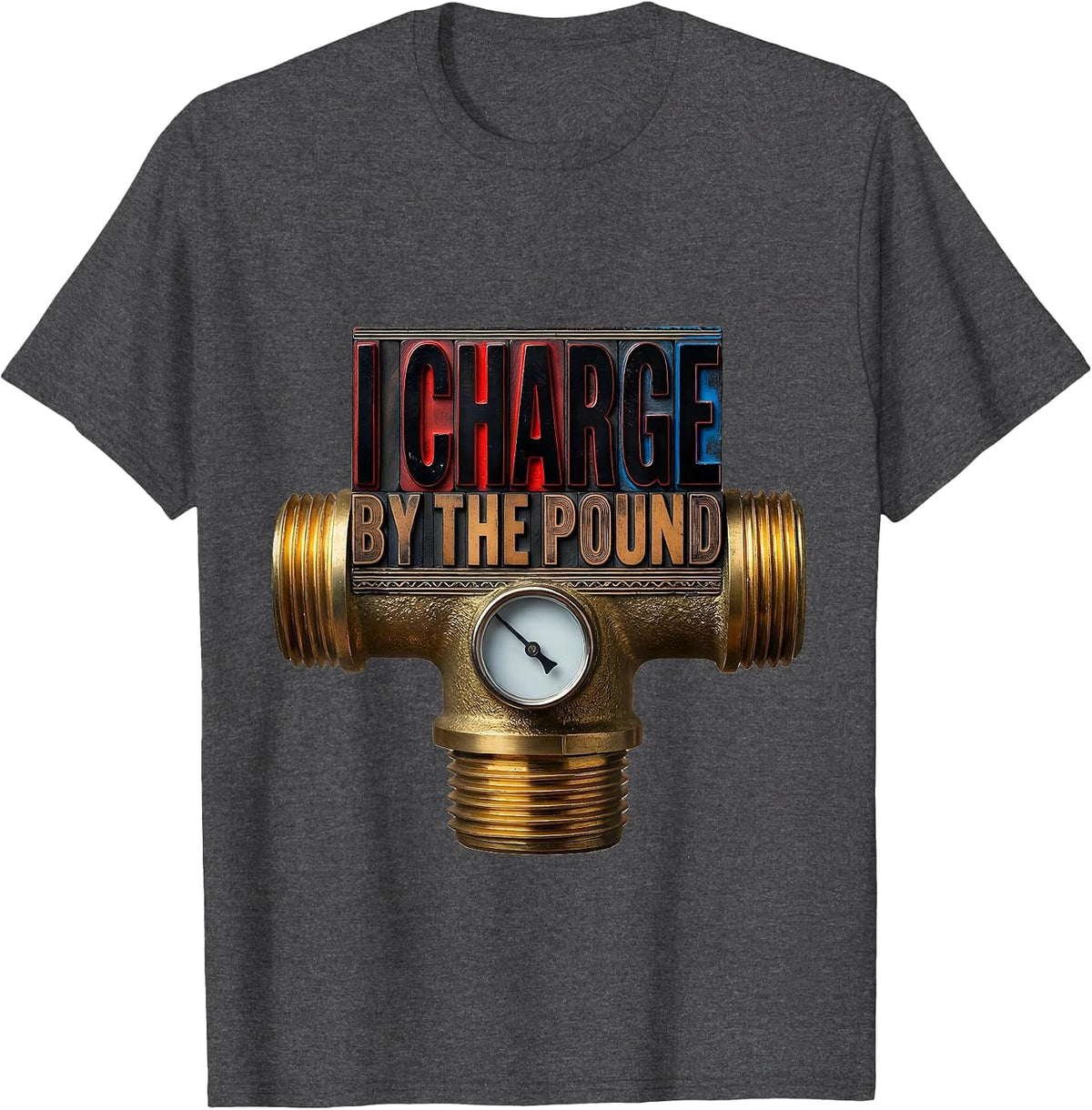 Men's I Charge By The Pound Funny HVAC Technician Charging Pride T-Shirt - Dark Heather Grey