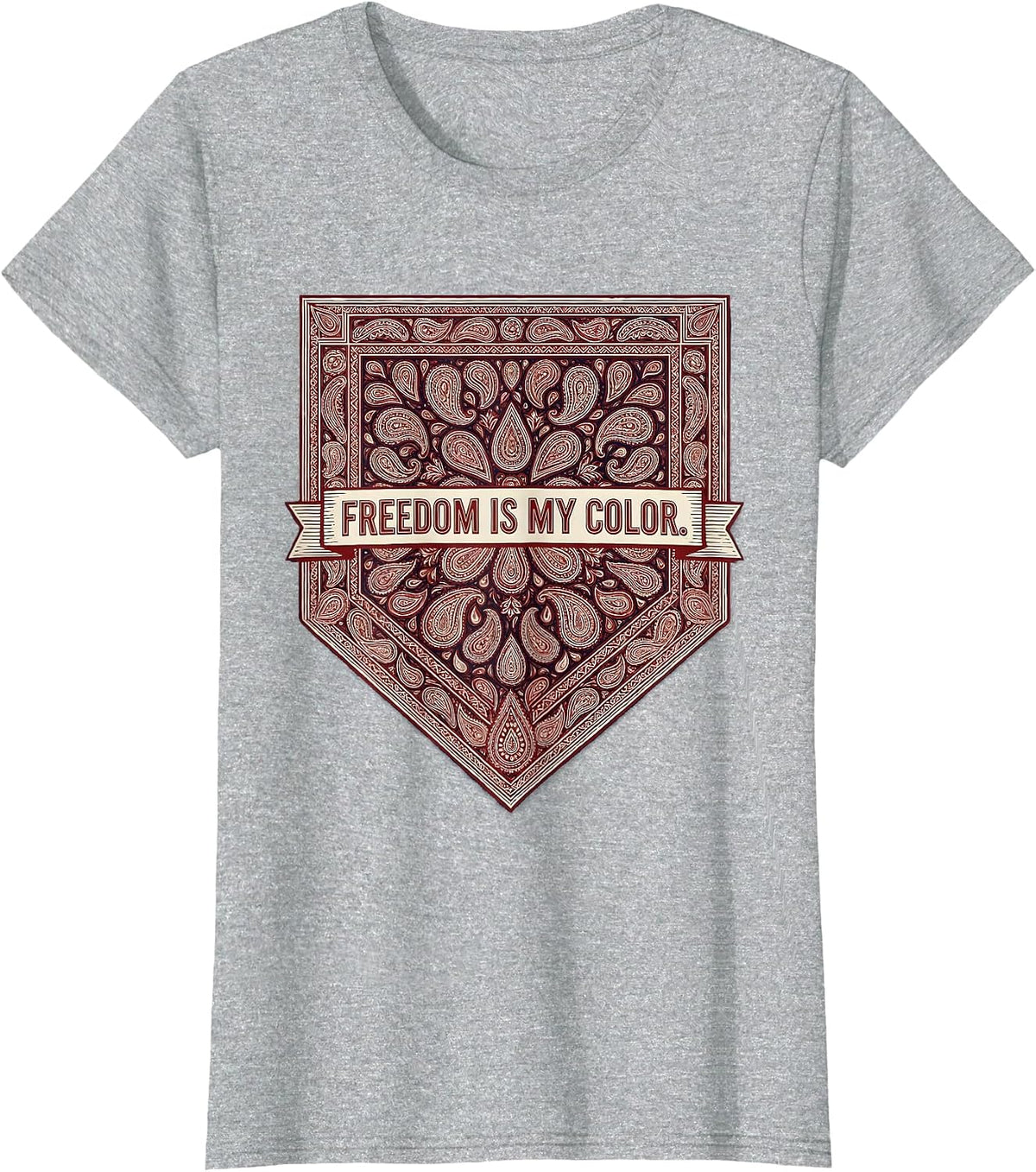 Freedom Is My Color Red White Blue Design T-Shirt - Heather Grey