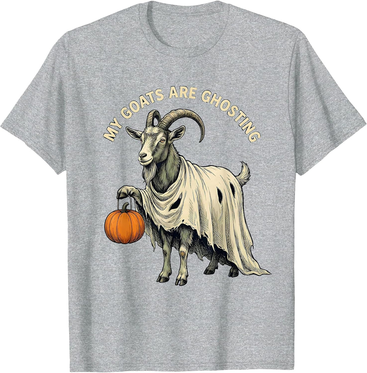 Men's My Goats Are Ghosting Funny Goat Lover Halloween Spooky T-Shirt - Heather Grey