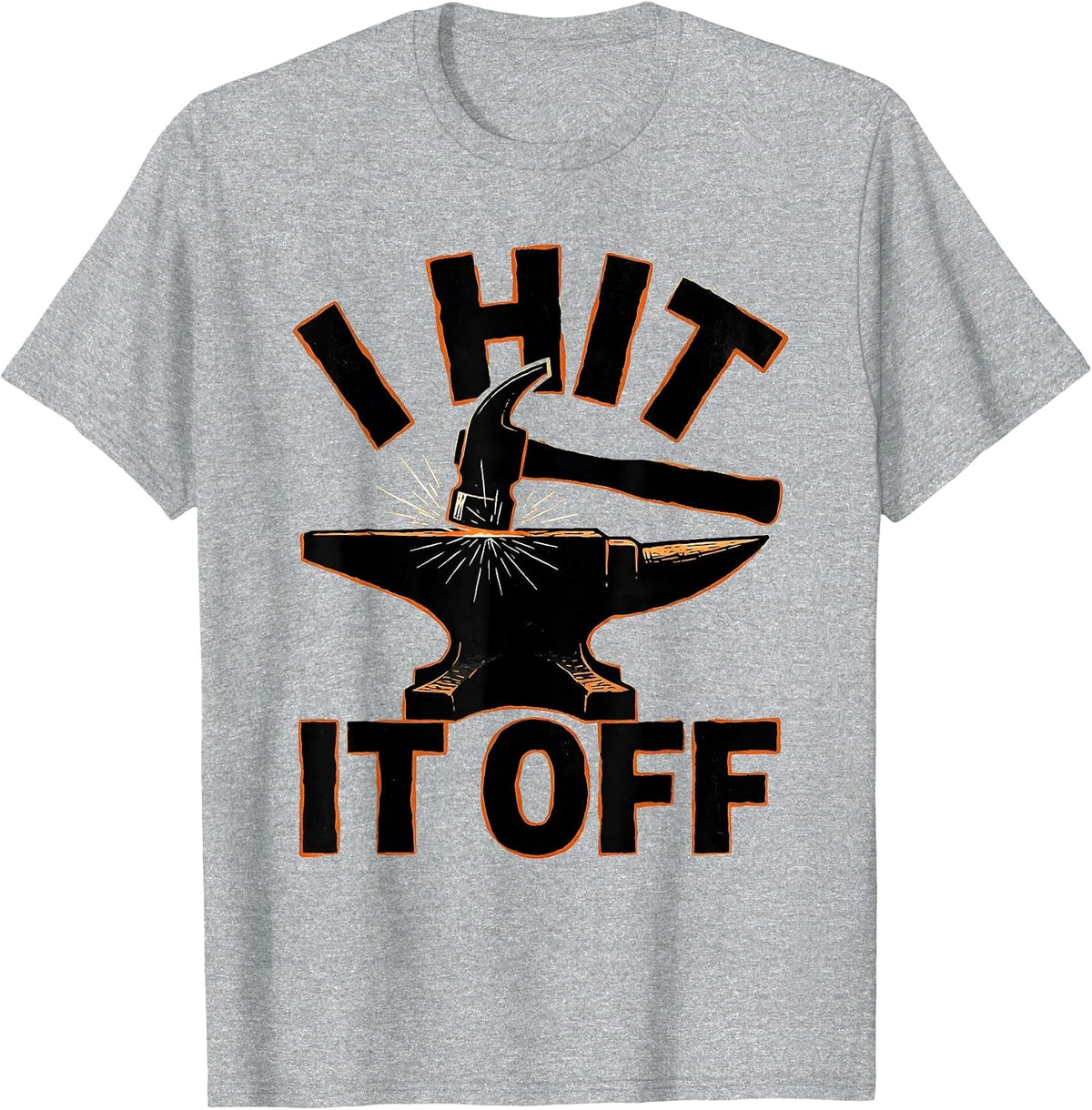 Men's I Hit It Off Linocut Funny Blacksmith Forge Hobbyist Gift T-Shirt - Heather Grey
