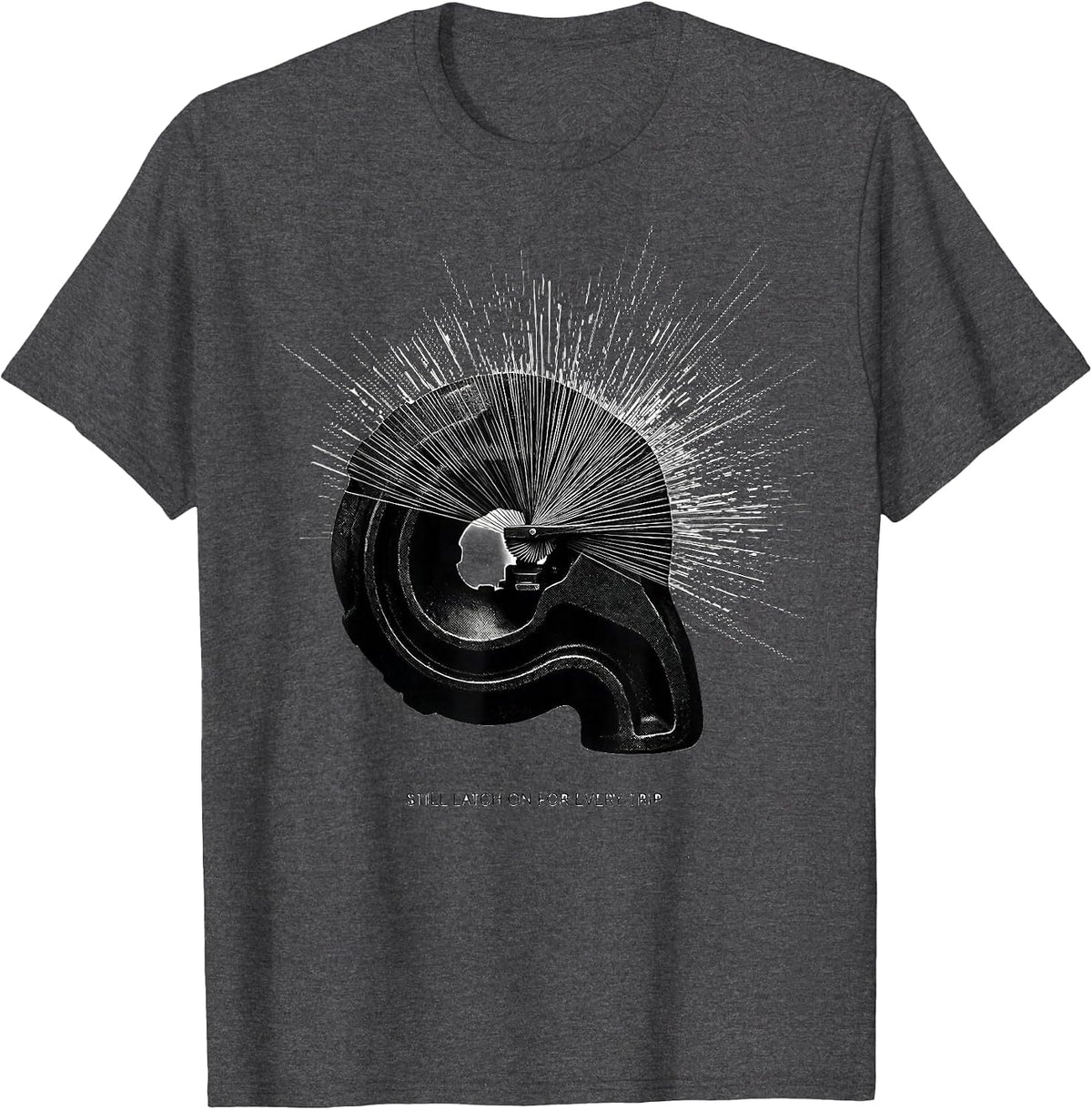 Still Latch On For Every Trip Minimalist Train Enthusiast T-Shirt - Dark Heather Grey