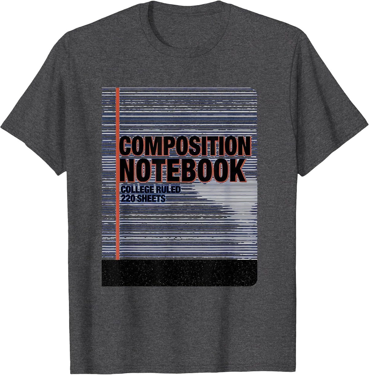 Men's Composition Notebook College Ruled 220 Sheets Teacher T-Shirt - Dark Heather Grey