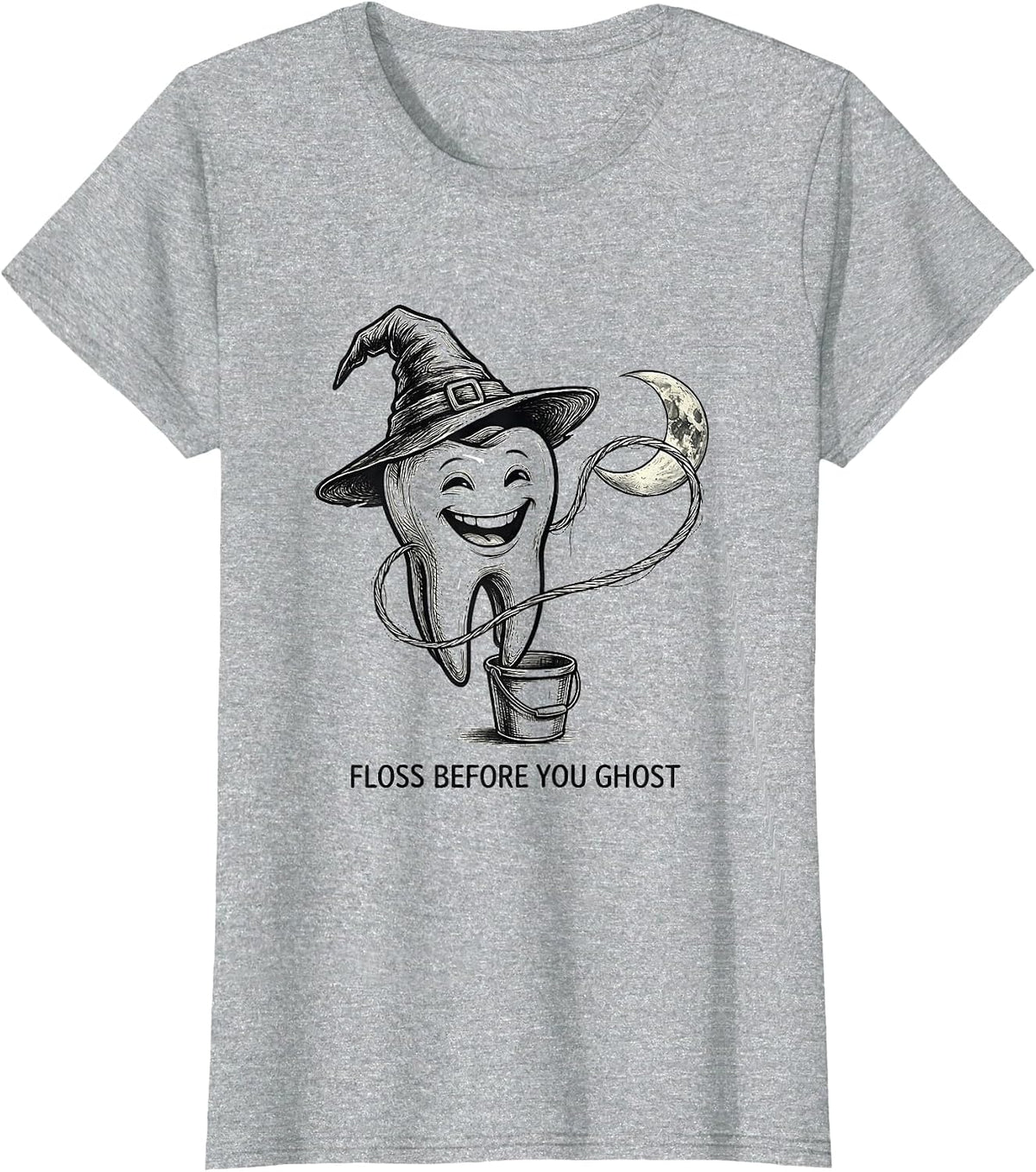 Women's Floss Before You Ghost Dental Humor Halloween Costume T-Shirt - Heather Grey