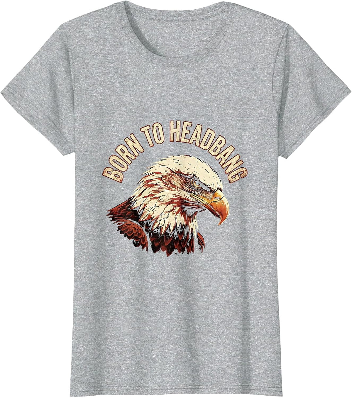 Born to Headbang Heavy Metal Graphic Design T-Shirt - Heather Grey