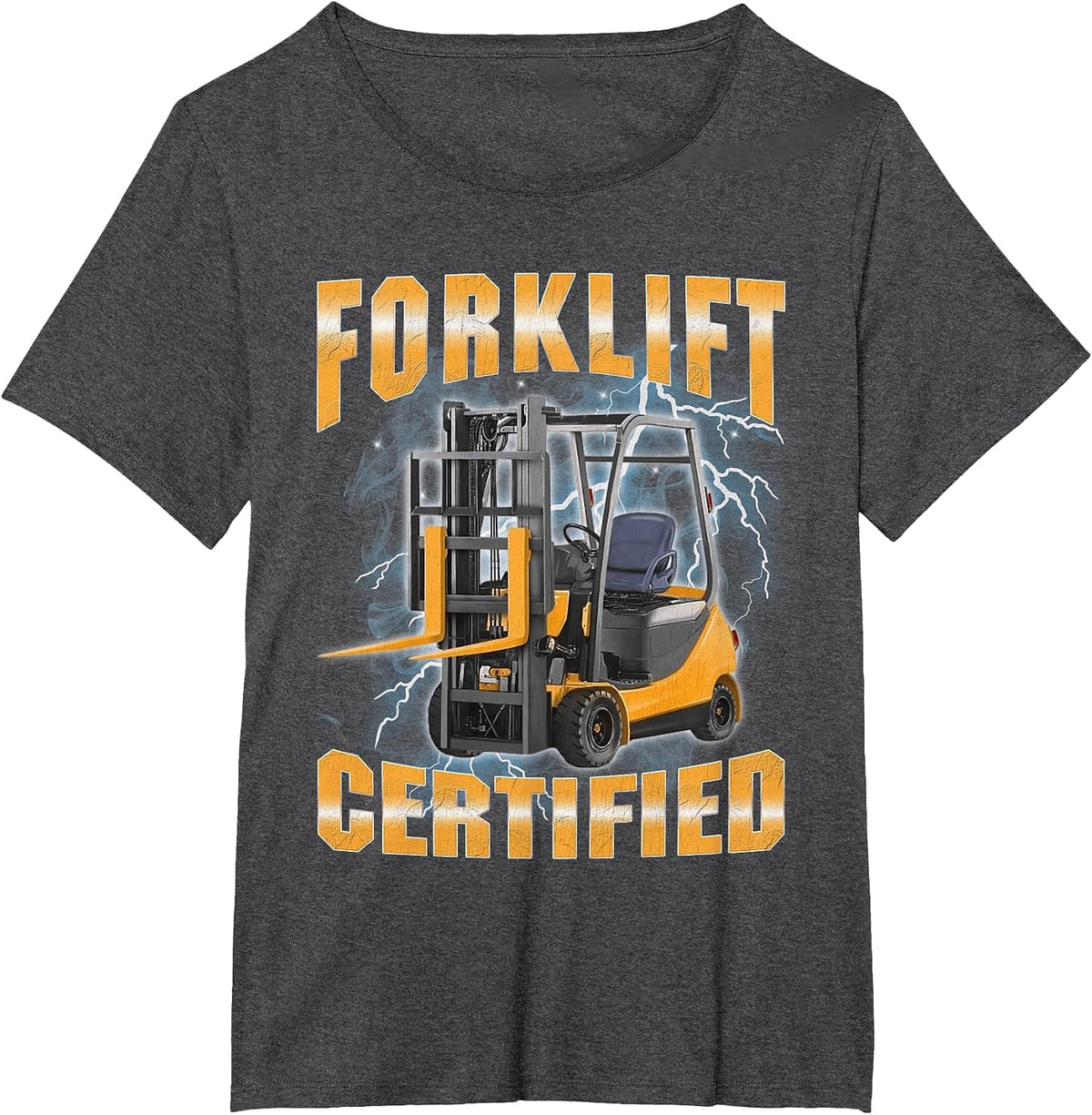 Forklift Certified Funny Fork Lift Meme Bootleg T-Shirt - Dark Heather Grey
