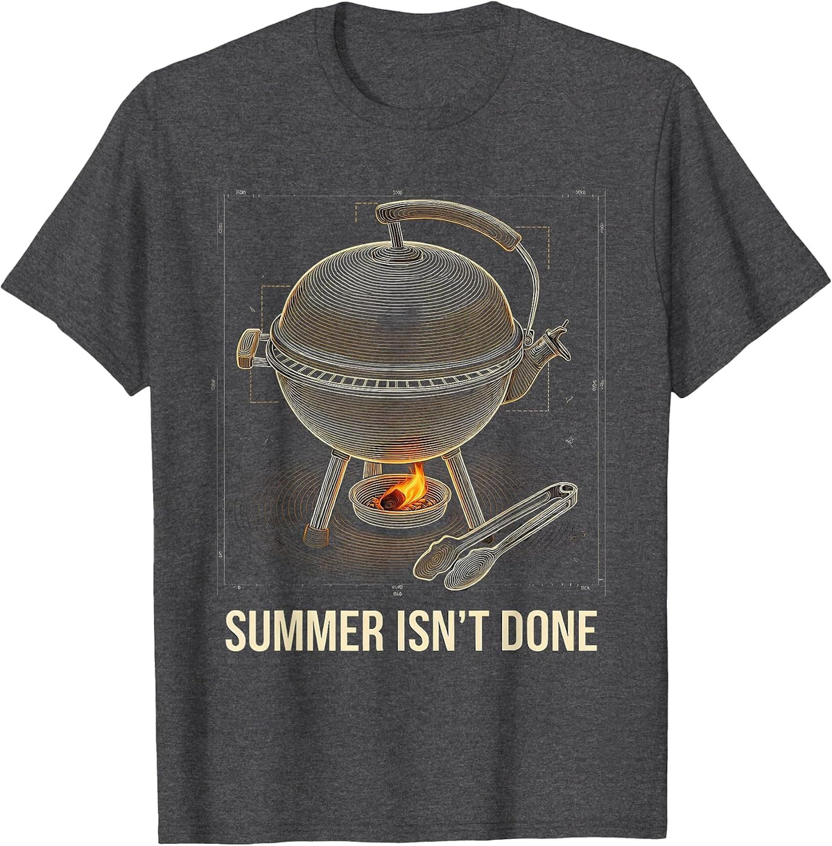 Summer Isn't Done Topographic Contour Grill Dad BBQ Humor T-Shirt - Dark Heather Grey