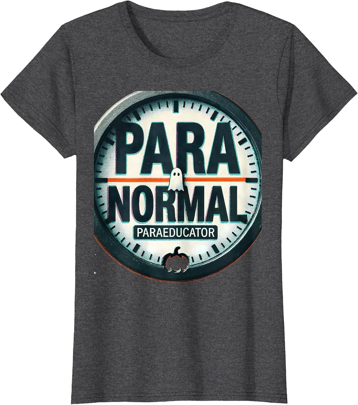 Women's Para Normal Paraeducator Risograph Halloween Para Teacher T-Shirt - Dark Heather Grey