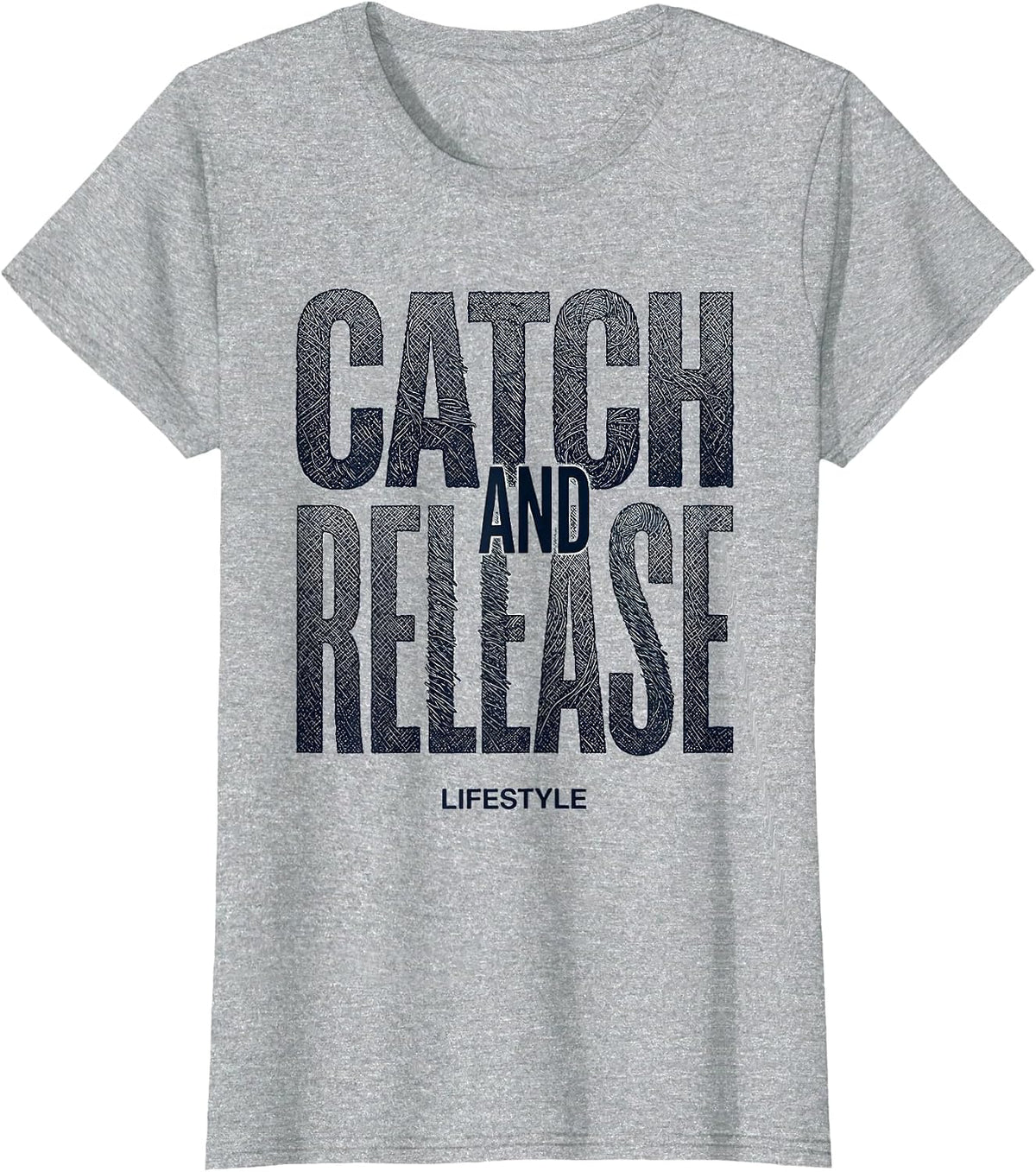 Catch and Release Lifestyle Fishing Design T-Shirt - Heather Grey