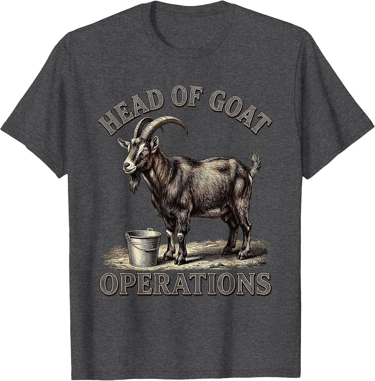 Men's Head Of Goat Operations Funny Goat Lover Farm Humor T-Shirt - Dark Heather Grey