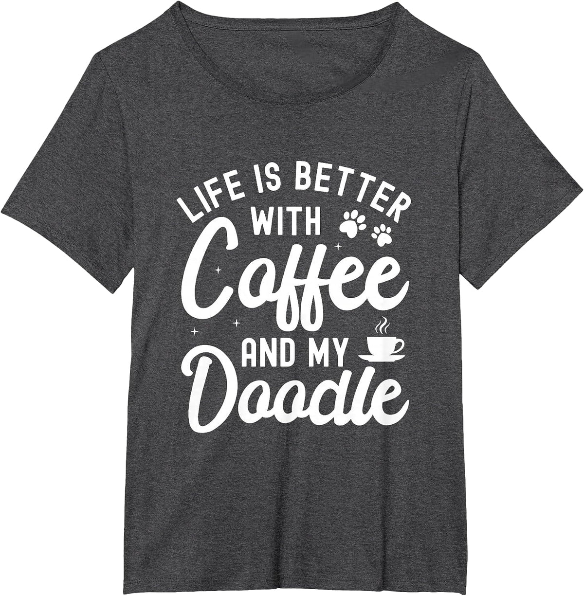 Goldendoodle Dog Owner Coffee Lover White Golden Doodle T-Shirt - Dark Heather Grey