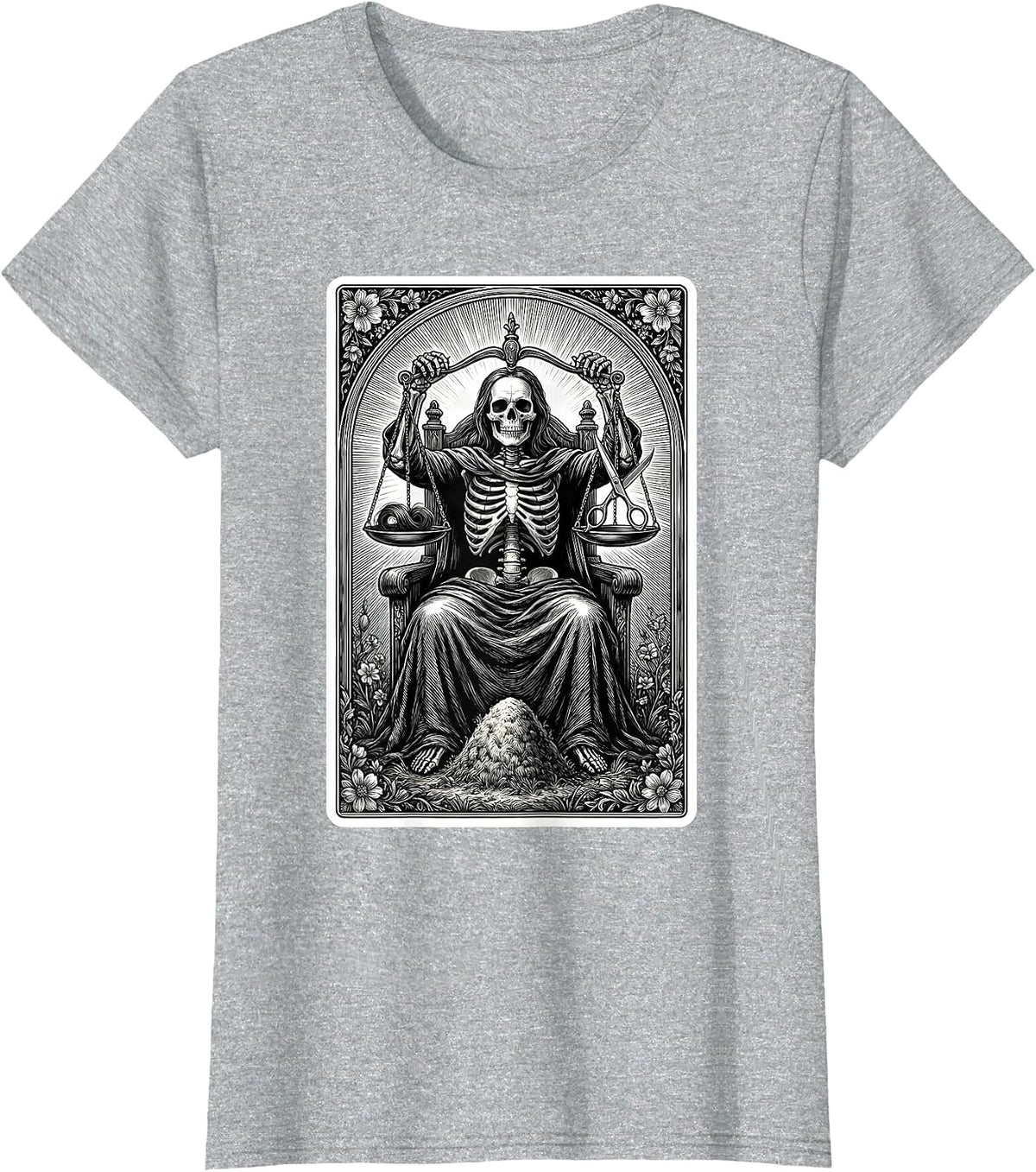 Women's Skeleton Hairstylist Barber Halloween Humor T-Shirt - Heather Grey