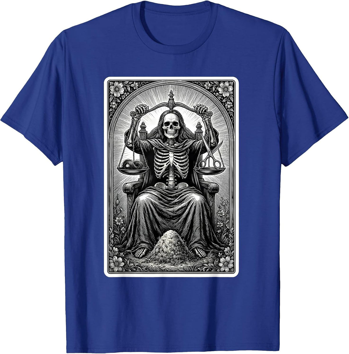 Men's Skeleton Hairstylist Barber Halloween Humor T-Shirt - Royal Blue