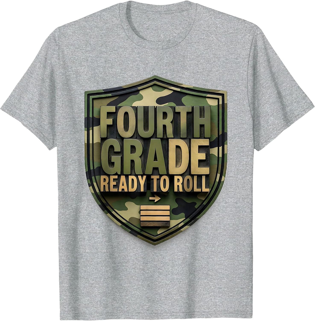Men's Fourth Grade Ready To Roll Camo Back To School Boys T-Shirt - Heather Grey