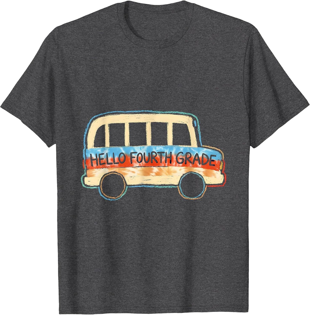 Men's Hello Fourth Grade Naive Kidcore Back To School Grade Level T-Shirt - Dark Heather Grey